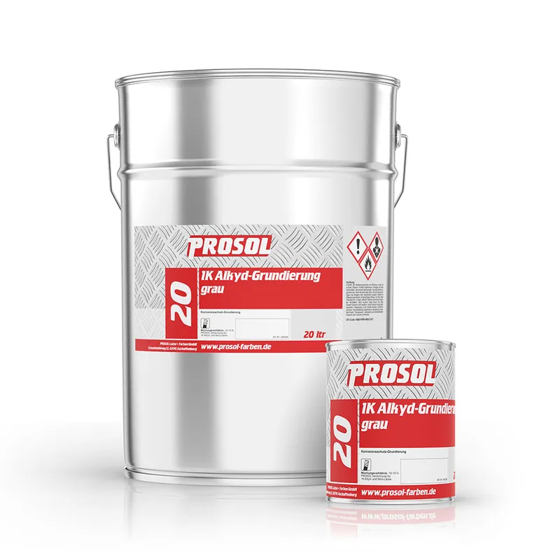 Zertifiziert 1K Alkyd-Grundierung 20 - Fertigton-mittelgrau ( Abfüllung )