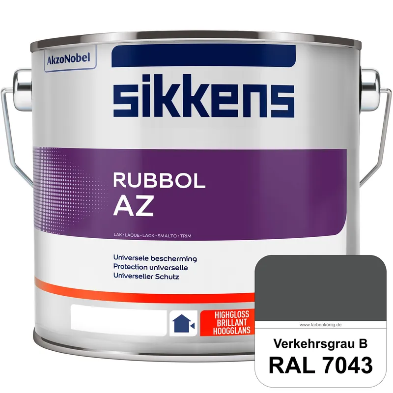 Nur Heute Rubbol AZ (RAL 7043 Verkehrsgrau B) Hochwertiger, universeller Hochglanzlack (lösemittelhaltig) auße