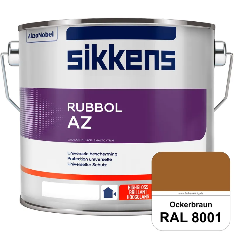 Rubbol AZ (RAL 8001 Ockerbraun) Hochwertiger, universeller Hochglanzlack (lösemittelhaltig) außen Markenware