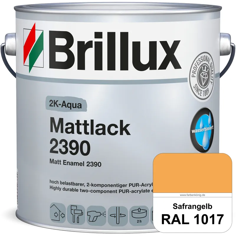2K-Aqua Mattlack 2390 (RAL 1017 Safrangelb) mechanisch und chemisch hoch belastbar für außen & innen Nur Heute