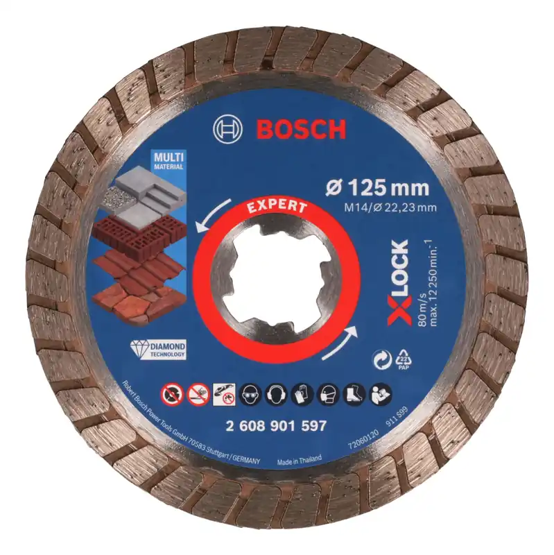 Bosch Expert MultiMaterial X-LOCK Turbo Diamanttrennscheiben, 125 x 22,23 x 2,4 x 12 mm Abverkauf